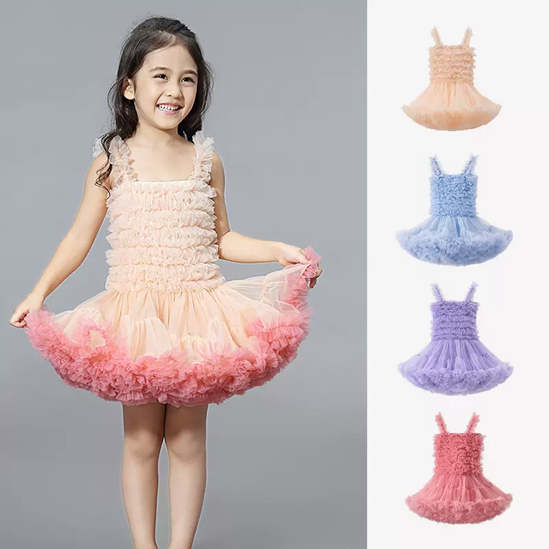 限时促销女童连衣裙中蓬tutu裙A类儿童洋气花边吊带裙六一公主裙