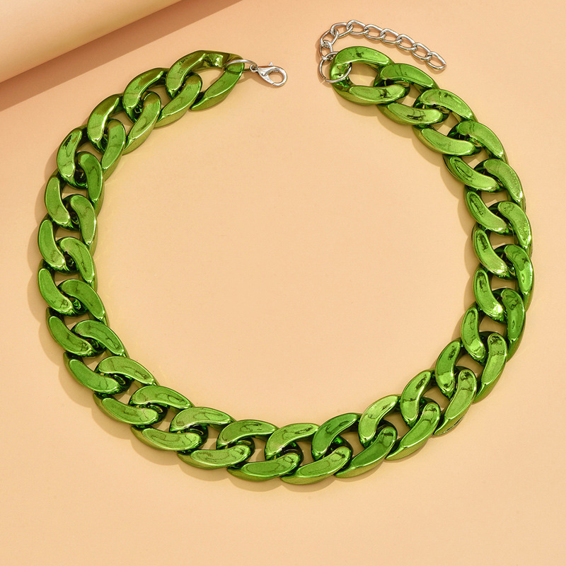 1 Piece Quantity Vintage Style Color Block Solid Color Acrylic Chain Necklaces Wholesale