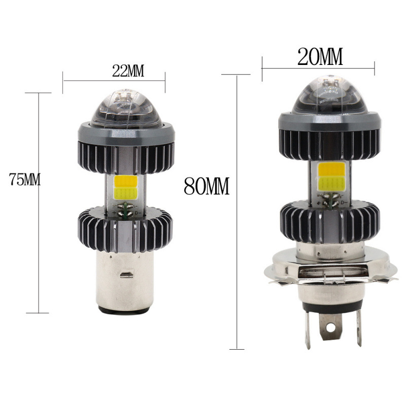 Auto y motocicleta led bombilla delantera tres garras h4 lente de doble luz super brillante reforma lámpara de niebla bicolor