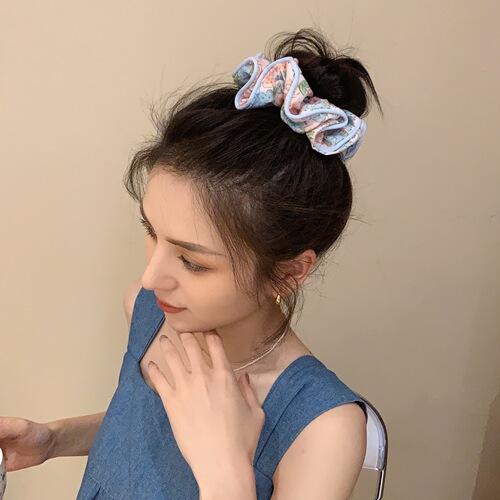 Forest style fairy floral large intestine hair band for women  new type of ball head temperament headband summer simple headwear