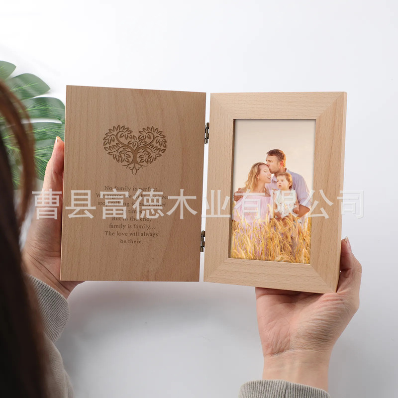 Folding Photo Frame Double Hinge Wooden Photo Frame Wedding Anniversary Birthday Valentine's Day Engagement Photo Frame Luxury Modern Photo Frame