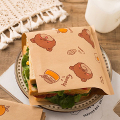 朝食家庭用サンドイッチハンバーガー包装袋レストランサーモン包装防油紙箱手掴み餅包装紙