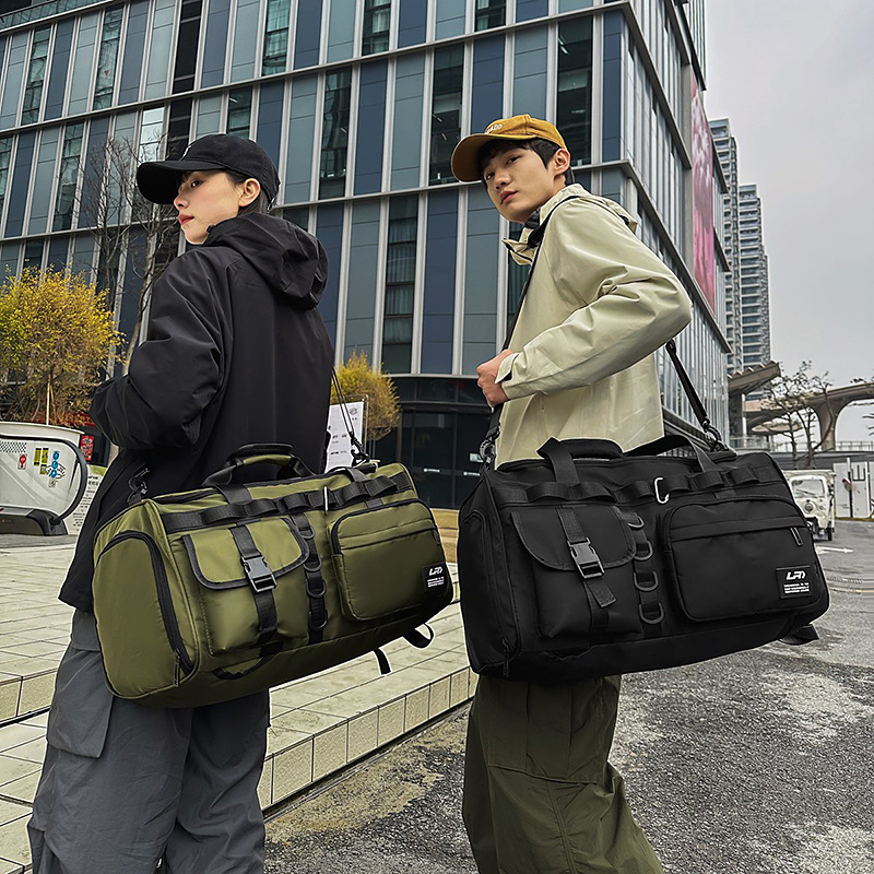 Bolsa de viaje corto de gran capacidad de moda masculina color contraste mochila deportiva bolsa de viaje mochila de separación seca y húmeda