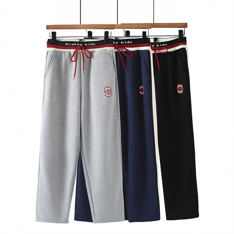 2024 Весна Новые повседневные брюки больших размеров, модные штаны с резиновым покрытием для девочек, спортивные штаны на шнуровке с эластичной высокой талией, 1936