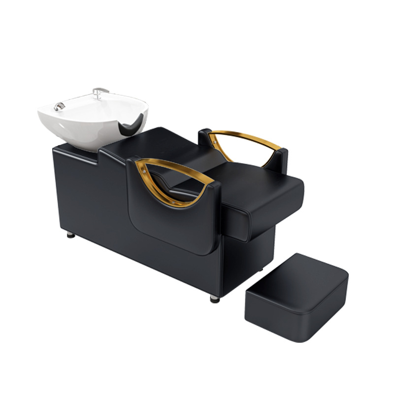 Barbería cama de lavado de cabello especial de alta calidad semicontraída fábrica de cama de perforación de lujo ligero en línea cama de lavado de cabello rojo