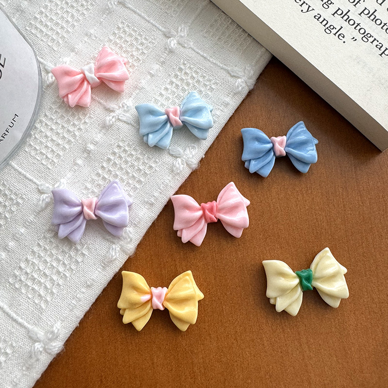 樹脂配件批發 彩色蝴蝶結配飾貼片diy 手工材料髮飾夾子裝飾品