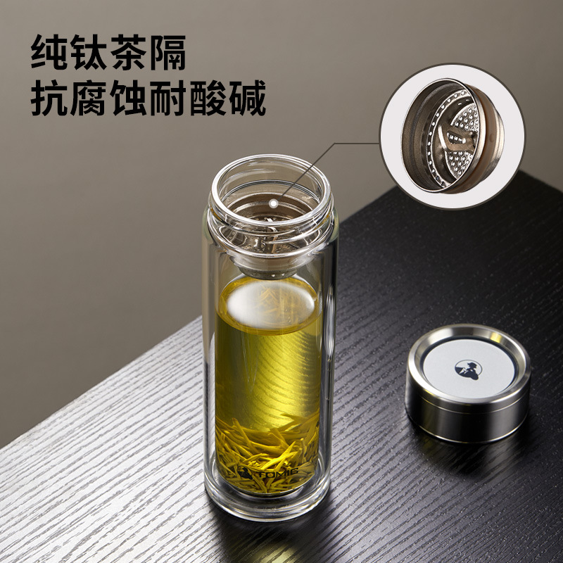 Taza de vidrio transparente de doble capa de alta calidad, taza de té, taza de agua, taza de agua a prueba de quemaduras, taza de té de primavera doméstica de oficina