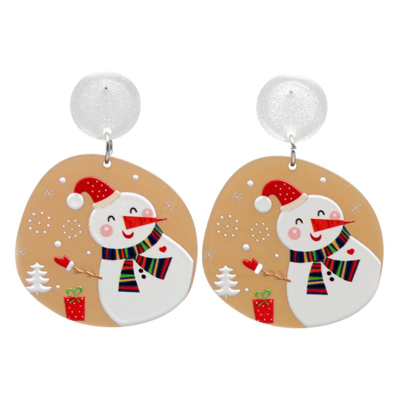 Pendientes de alces de árbol de Navidad transfronterizos europeos y americanos estilo femenino ins muñeco de nieve pendientes de joyería de vacaciones de Navidad