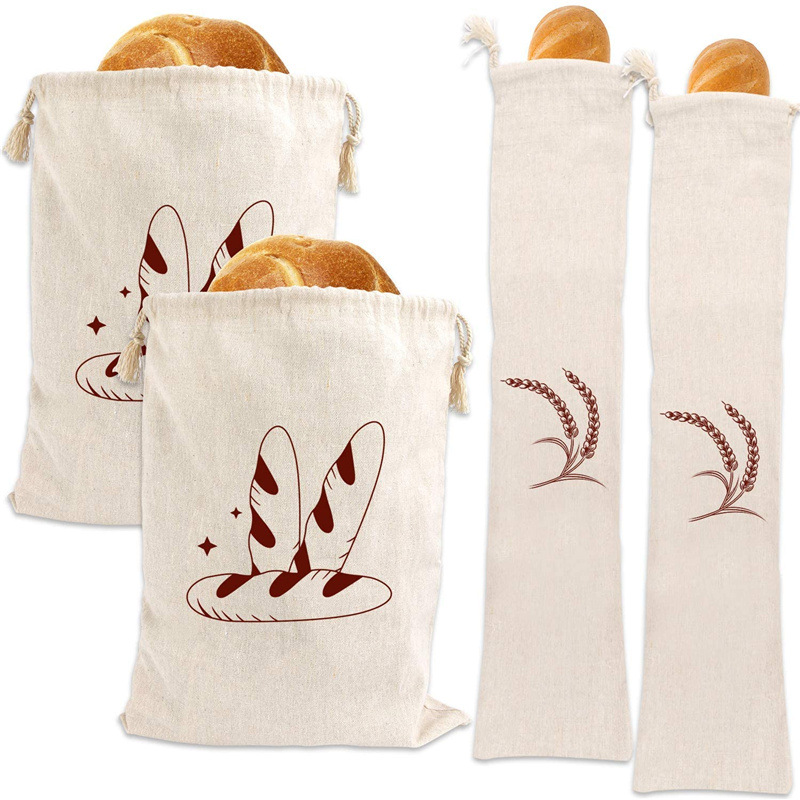 厂家批发定棉布面包袋 创意食品束口包装法棍抽绳袋收紧袋子