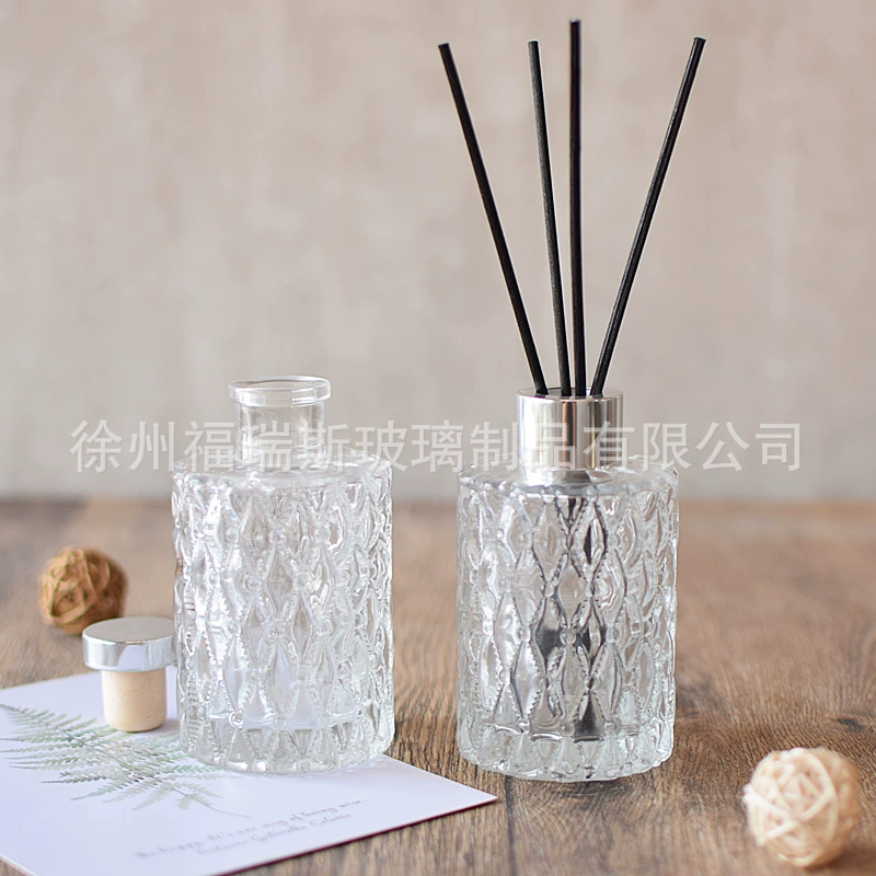 Ароматерапевтический флакон с ромбовидным узором, 150 мл, с шелковым носиком для вставки ароматических палочек, освежитель воздуха для дома, стеклянная бутылка с 28 зубцами для ароматизации.