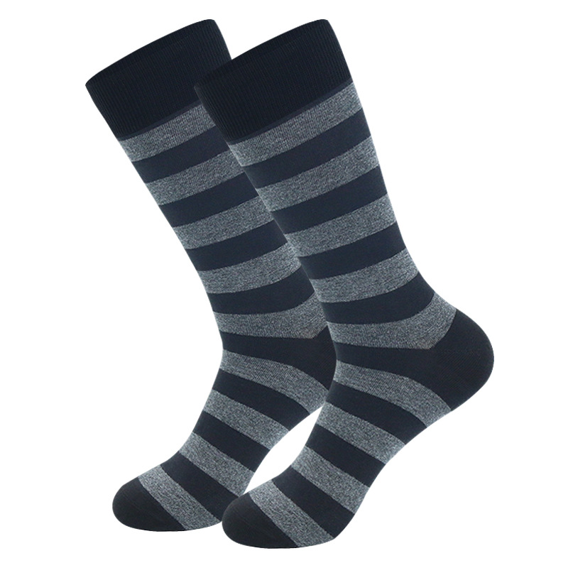 Chaussettes longues à rayures, couleur unie, style business, tendance, automne-hiver, épaisses, pour hommes, grande taille, 2025d_voghion.com