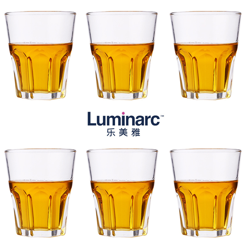 乐美雅八角洋酒杯威士忌酒杯家用酒吧餐厅玻璃杯可叠啤酒杯子喝水