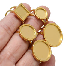 不锈钢活口戒指托空托diy圆形珍珠戒指半成品18k宝石时光饰品配件