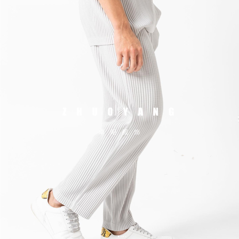 Japanese-Style Issey Miyake-Inspired Jf150 Pleated Men's Drapey Straight-Leg Pants, Loose Casual Long Pants for Men, Spring and Autumn
