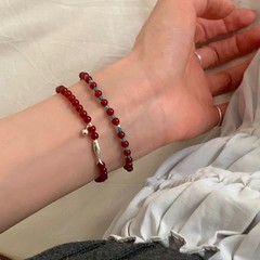 复古国风撞色红蓝串珠玛瑙锦鲤小鱼手链女新中式叠戴精致百搭手饰