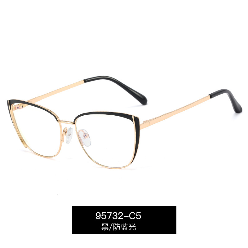 95732 nuevo anti-Luz Azul gafas lisas gafas de las mujeres puede ser equipado con miopía gafas ópticas Gafas de metal marco al por mayor