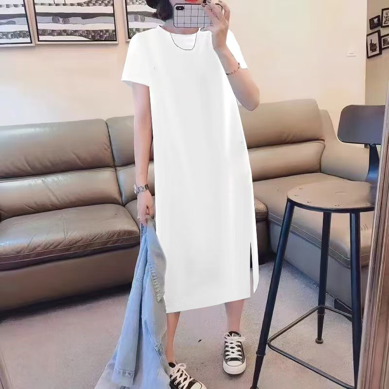 純綿tシャツのスカートの女性の夏の大きいサイズはゆったりしています。|undefined
