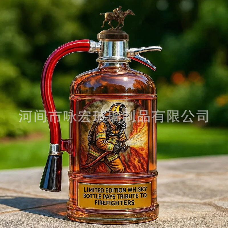 新品灭火器威士忌酒瓶泡酒瓶高硼硅玻璃酒瓶装饰摆件泡酒瓶跨境|undefined