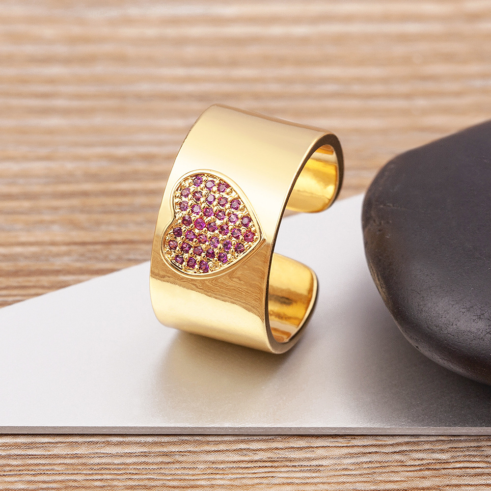 Copper fashionable adjustable small design ring heart shaped
