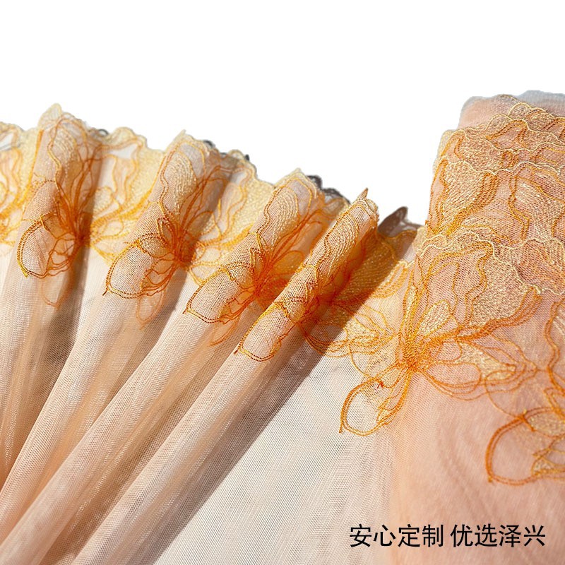 Bola de cadena de hueso de coche tridimensional naranja claro único exterior, industria pesada soluble en agua, bordado de encaje, accesorios de encaje, diseño de decoración, ropa de bricolaje