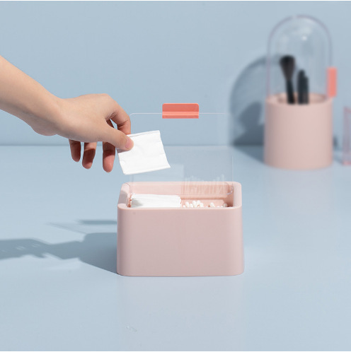 Directly from the manufacturer, simple compartmentalized double-layered cotton swab storage box, cotton swab lipstick with cover, desktop storage, dropshipping