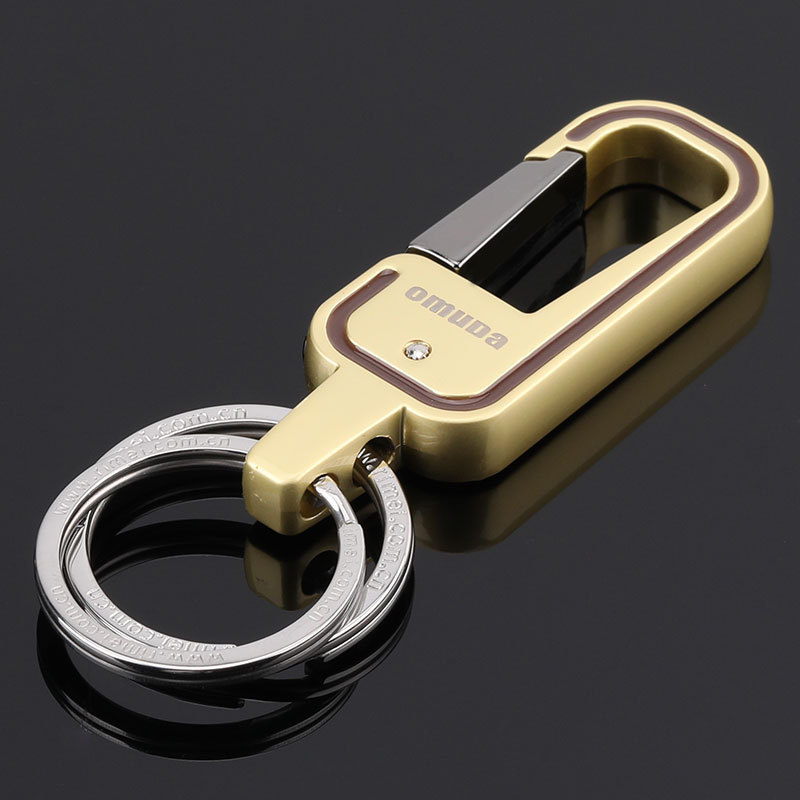 Omeida men's car key chain solid color metal waist hanging business key chain double ring key chain A8016