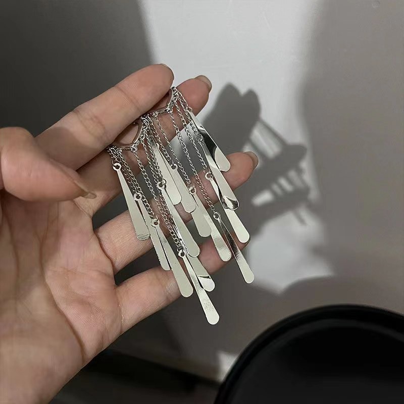 2025年新款轻奢流苏耳环女设计感高级耳钉饰品水滴长款流苏耳环|undefined
