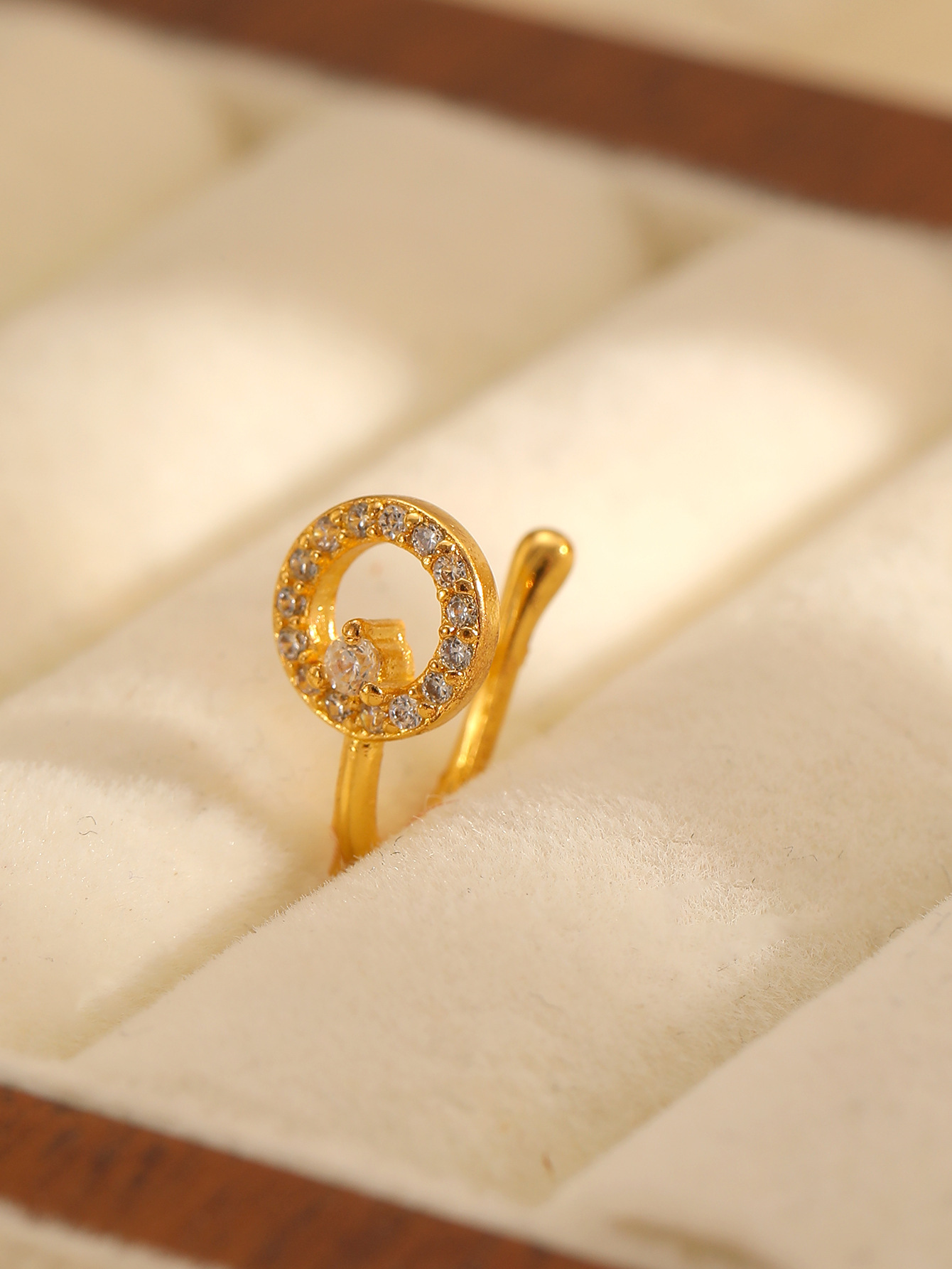 Anello al naso in zircone a forma di u senza foro rame_voghion.com