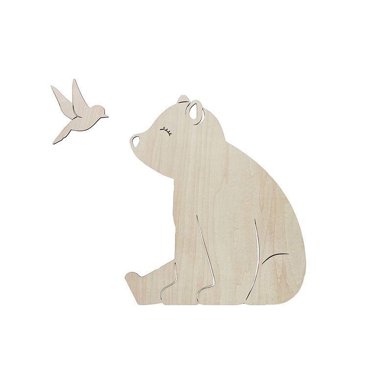 INS Oso de madera de estilo nórdico etiqueta de la pared Decoración habitación de los niños de dibujos animados animal decoración de la pared foto del bebé accesorios de fotografía