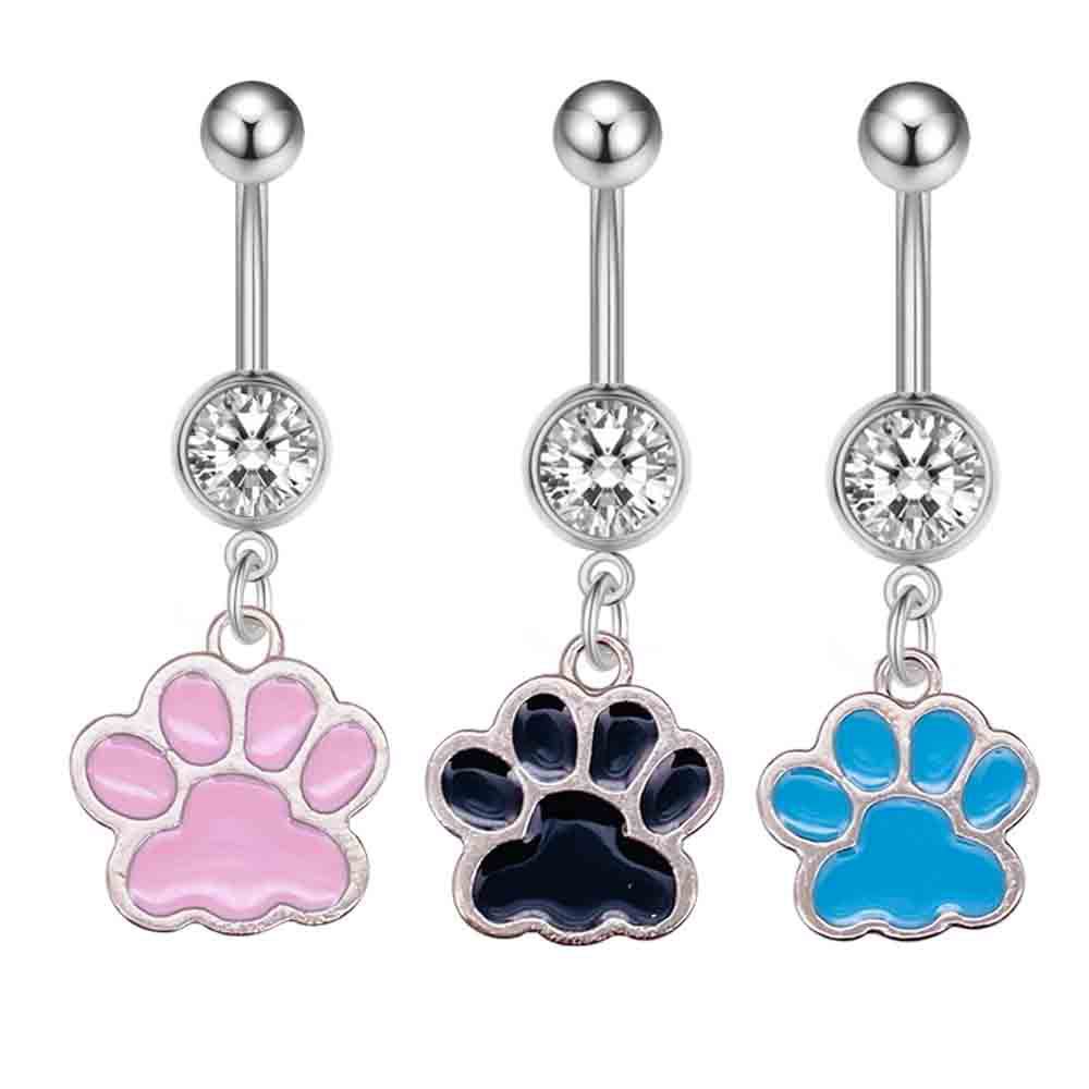 Anneau en acier inoxydable bleu en forme de griffe de chat pour piercing nombril, bijou de piercing transfrontalier européen et américain._voghion.com