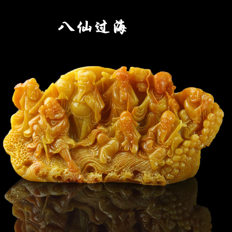 仿黄龙玉摆件批发 满载而归山水摆件橱窗陈列人物龙凤山水件老玉