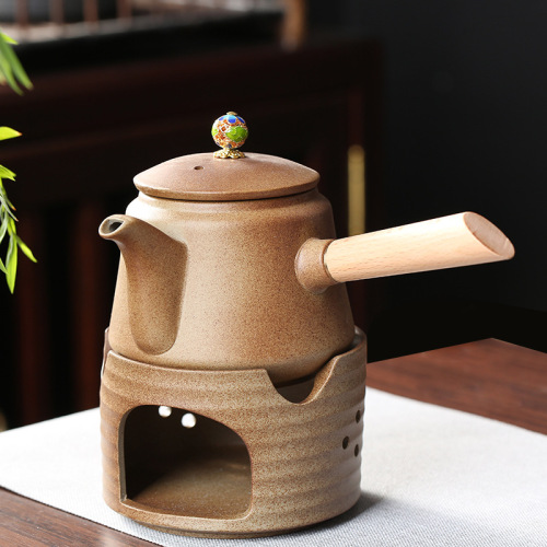 Furnace-boiling teapot, lifting beam kettle, side-handled kettle, boiling water, household tea set, tea warmer, hand-made coarse pottery tea kettle