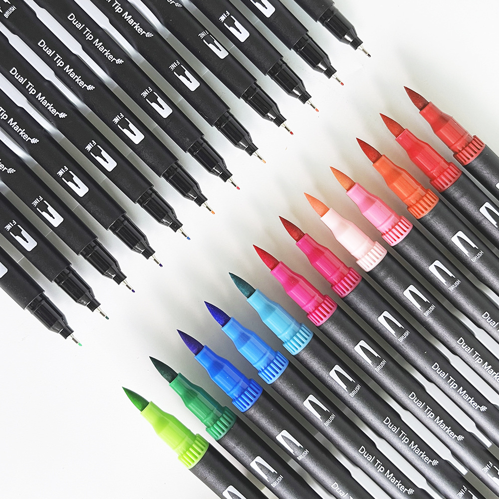 Amazon transfronteriza de doble cabeza acuarela pluma suave cabeza marcador arte gancho pluma 12/100/120/132 traje de color