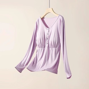 New modal pit front buckle nursing top loose confinement clothes maternity clothes plus size home clothes top wholesale