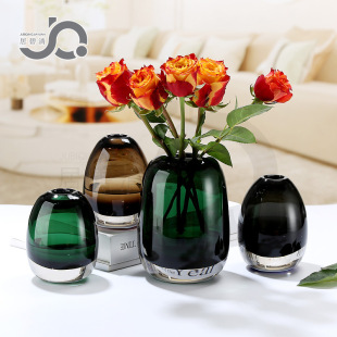 High-end light luxury glass vase decoration living room desktop flower arrangement artificial flower creative simple decorative bottle