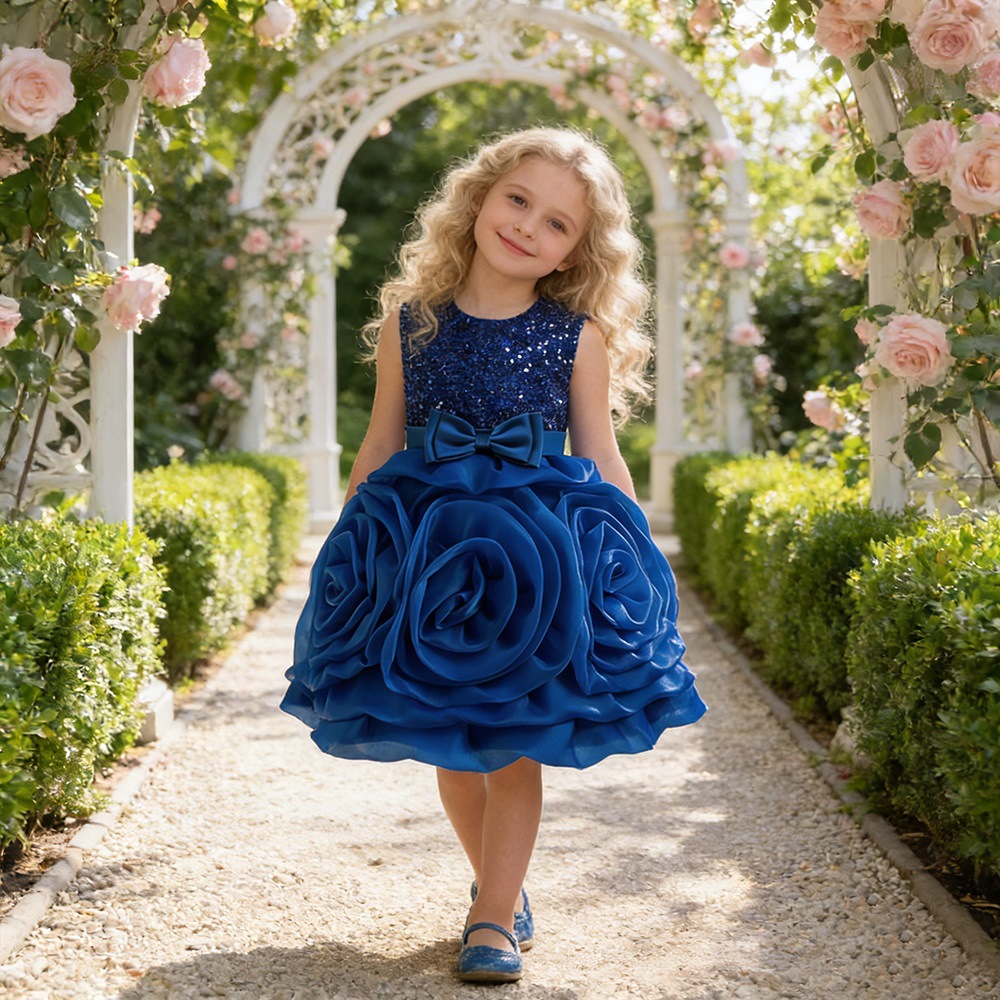 Europa y los Estados Unidos 2026 nuevo vestido de niñas vestido de princesa sin mangas esquinilla flor vestido vestido de niñas vestido