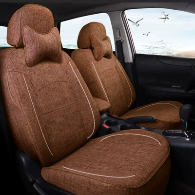 Suitable for Car Seat Covers, Modelə uyğun (Original) oturacaq örtükləri - type-b-premium-encrypted-coarse-cotton-and-linen-brown-default-item