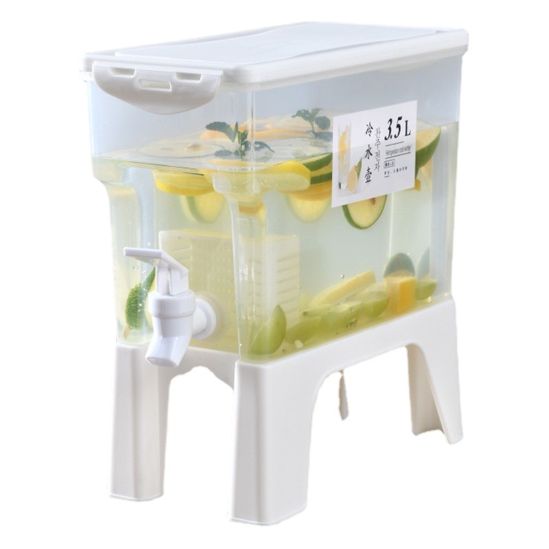 Cubo de agua fría para el hogar con grifo tetera de frutas Cubo de bebida fría de agua helada refrigerador de plástico jugo de limón botella de agua de burbuja fría