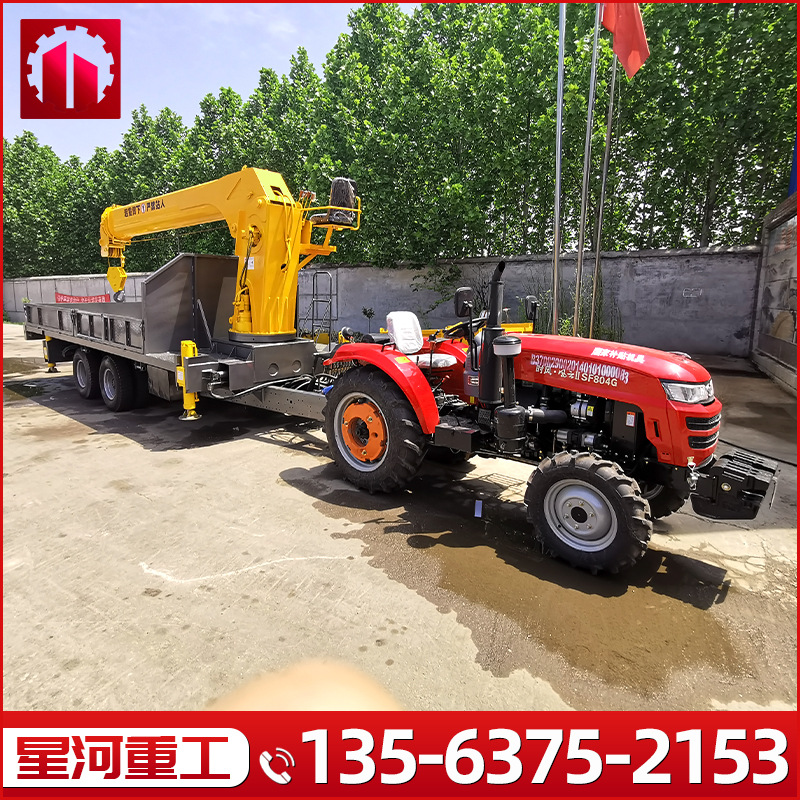 8吨12吨拖拉机吊车加长平板随车吊牵引式转盘随车运输起重机