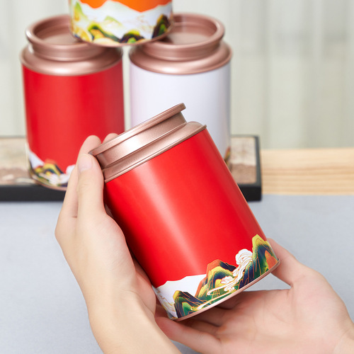 Tinplate tea cans iron cans round tea black tea green tea bulk 100g sealed two or two cans high-end wholesale