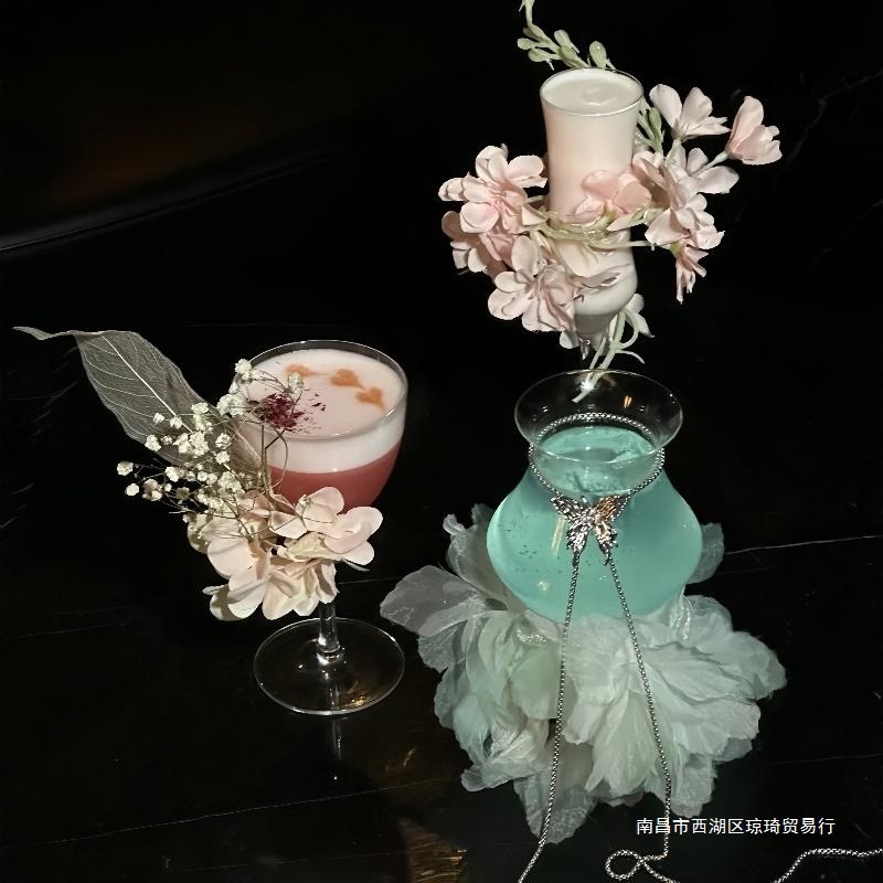 DIY 雰囲気カクテルグラスインワイングラス装飾花蝶ガラスコーヒーカップライト高級バーグラス|undefined
