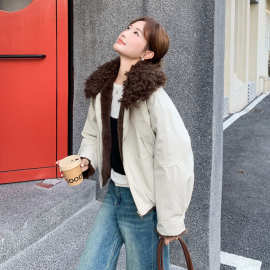 两面穿加绒加厚派克服短外套女2025年冬季时髦保暖酷飒大毛领夹克