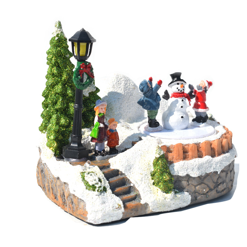 Χριστουγεννιάτικη Φωτεινή Μουσική Μικρό Σπίτι LED Πολύχρωμο Φωτιστικό Διακόσμηση Resin Crafts Διακόσμηση_voghion.com