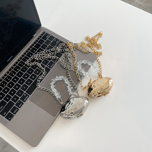 Mini  Summer New Arrival Metal Eggshell Bag – Chic European & American Style Evening Clutch with Shoulder/Crossbody Chain, Perfect for Women
