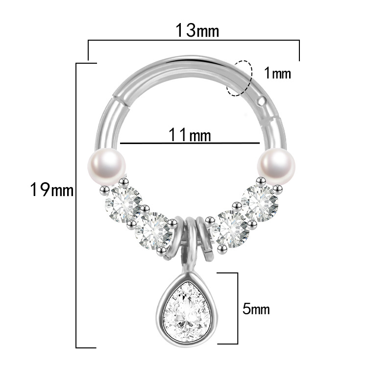 Silver pointed spike labret stud material detail