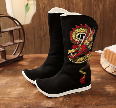 Men's Chinese Hanfu boots ancient style martial arts shoes Han Tang Ming Song dynasty warrior prince cosplay boots stage performance emperor boots for man