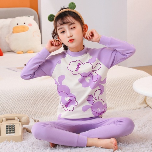 Children's pure cotton autumn clothes set, including boys' and girls' warm innerwear and sleepwear, for middle and small children as base layer cotton and wool sweaters.
