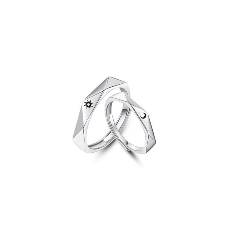 Fashionable universal sophisticated ring for beloved for men and women, silver 925 sample, Korean style