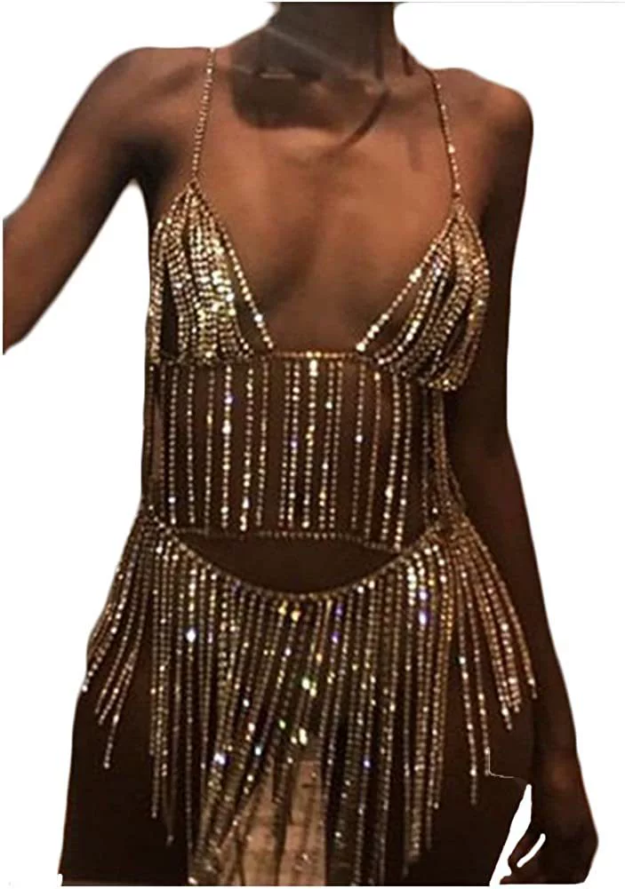 Cross-border цепочка для тела с rhinestone, сексуальная сочная кисточка, ночной клуб, костюм для выступления