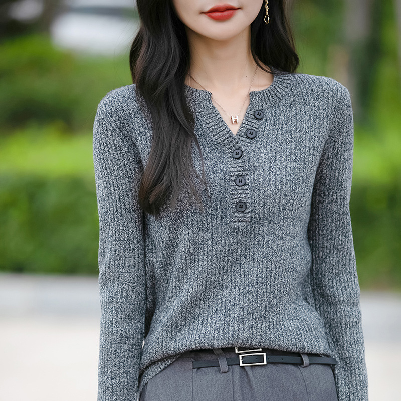 红色V领显瘦针织打底衫女2025秋冬新款洋气内搭大码女装针织毛衣|undefined